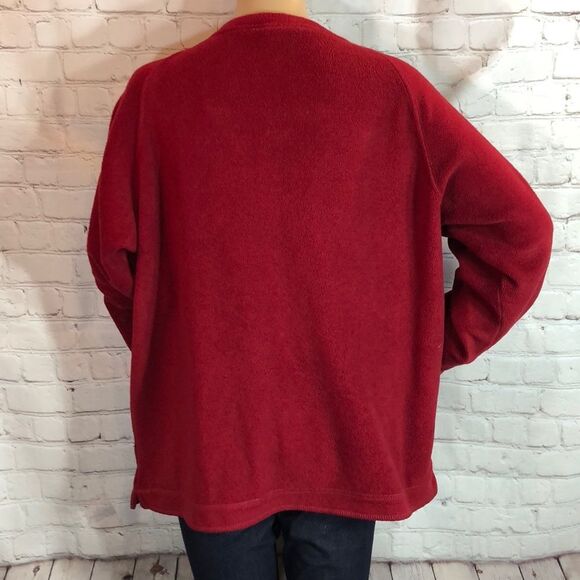 Catalina Red Fleece Vneck Oversized Sweatshirt Soft & Warm Size Large - Picture 6 of 9
